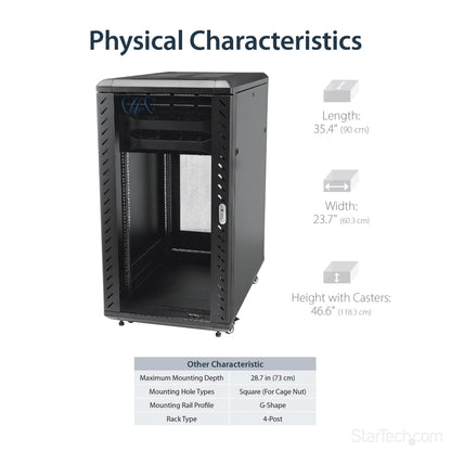 StarTech.com 22U Enterprise-Grade Flat Pack Server Rack Cabinet, 19in Enclosed