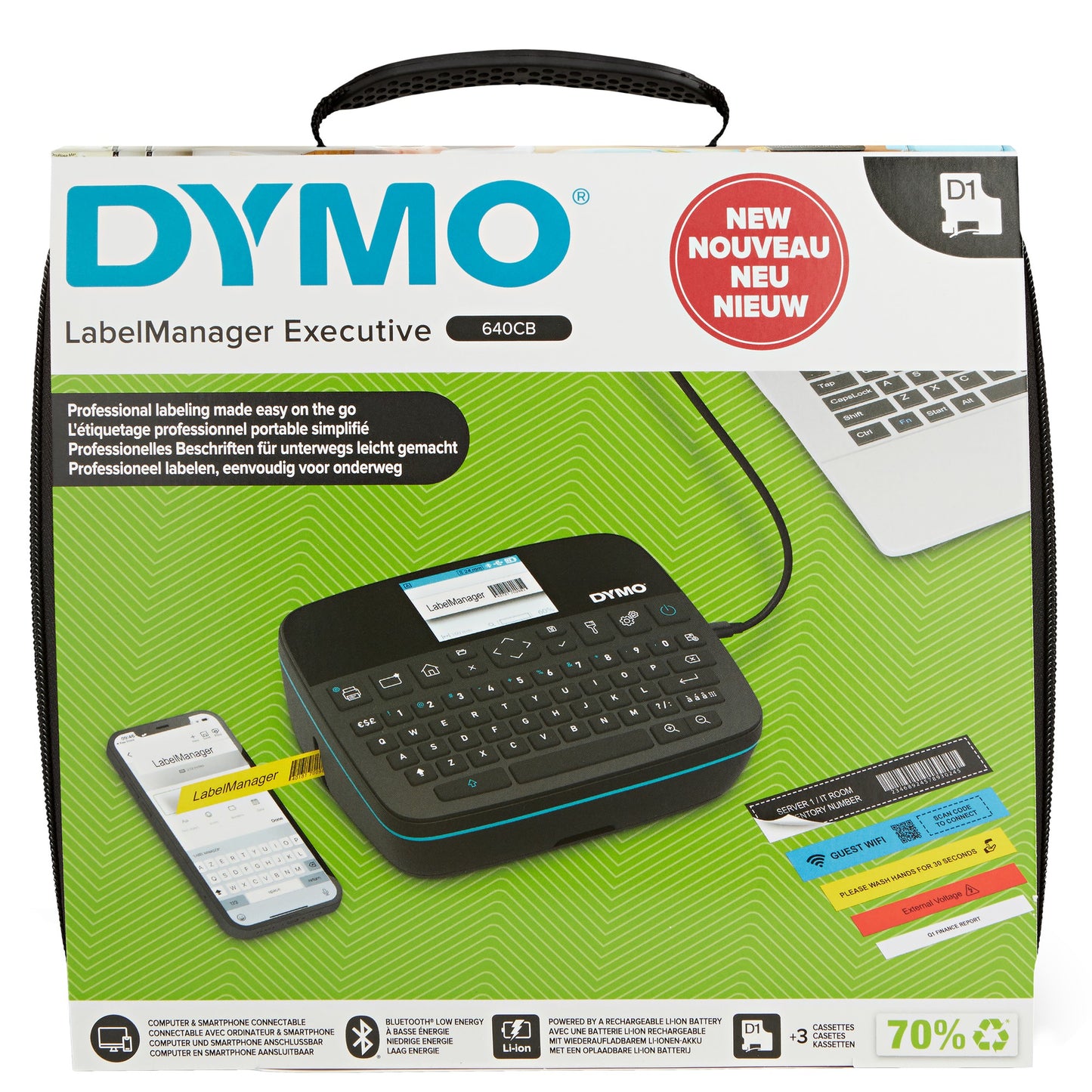 DYMO LabelManager Executive 640 CB Portable Label Printer Kit with Carry Case and 3