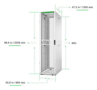 APC NetShelter SX Server Rack Gen 2, 48U, 2258H x 600W x 1200D mm, with Sides, White
