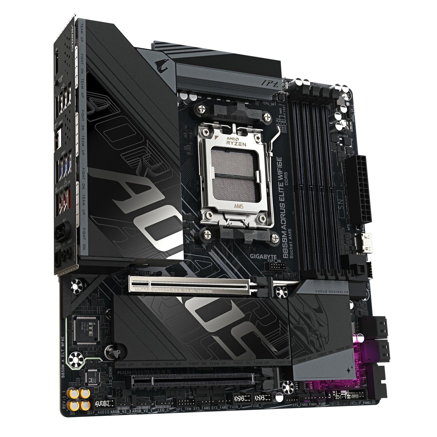 Gigabyte B850M AORUS ELITE WIFI6E Motherboard - AMD Ryzen 9000 Series CPUs, 12+2+2