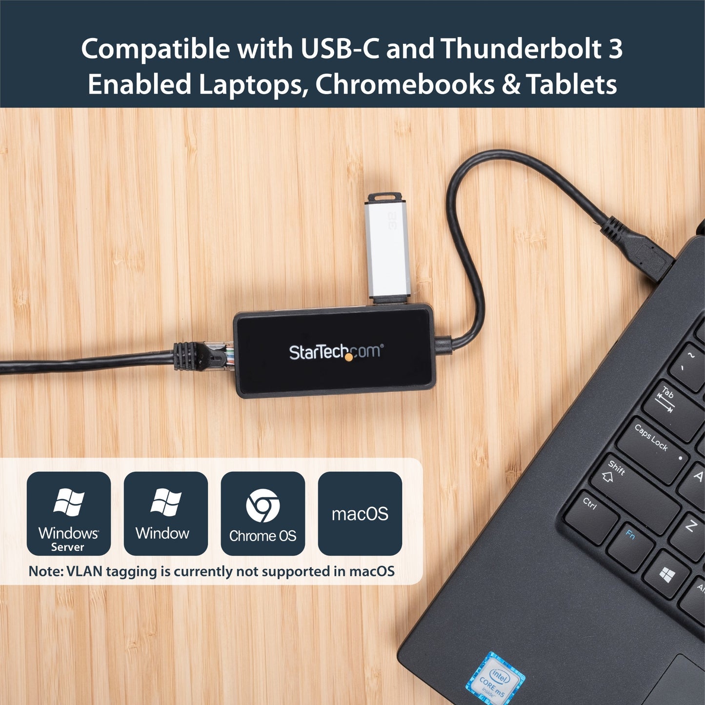 StarTech.com USB-C to Gigabit Network Adapter with Extra USB 3.0 Port - Black