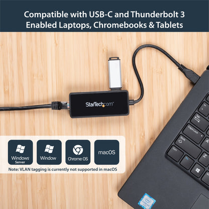 StarTech.com USB-C to Gigabit Network Adapter with Extra USB 3.0 Port - Black