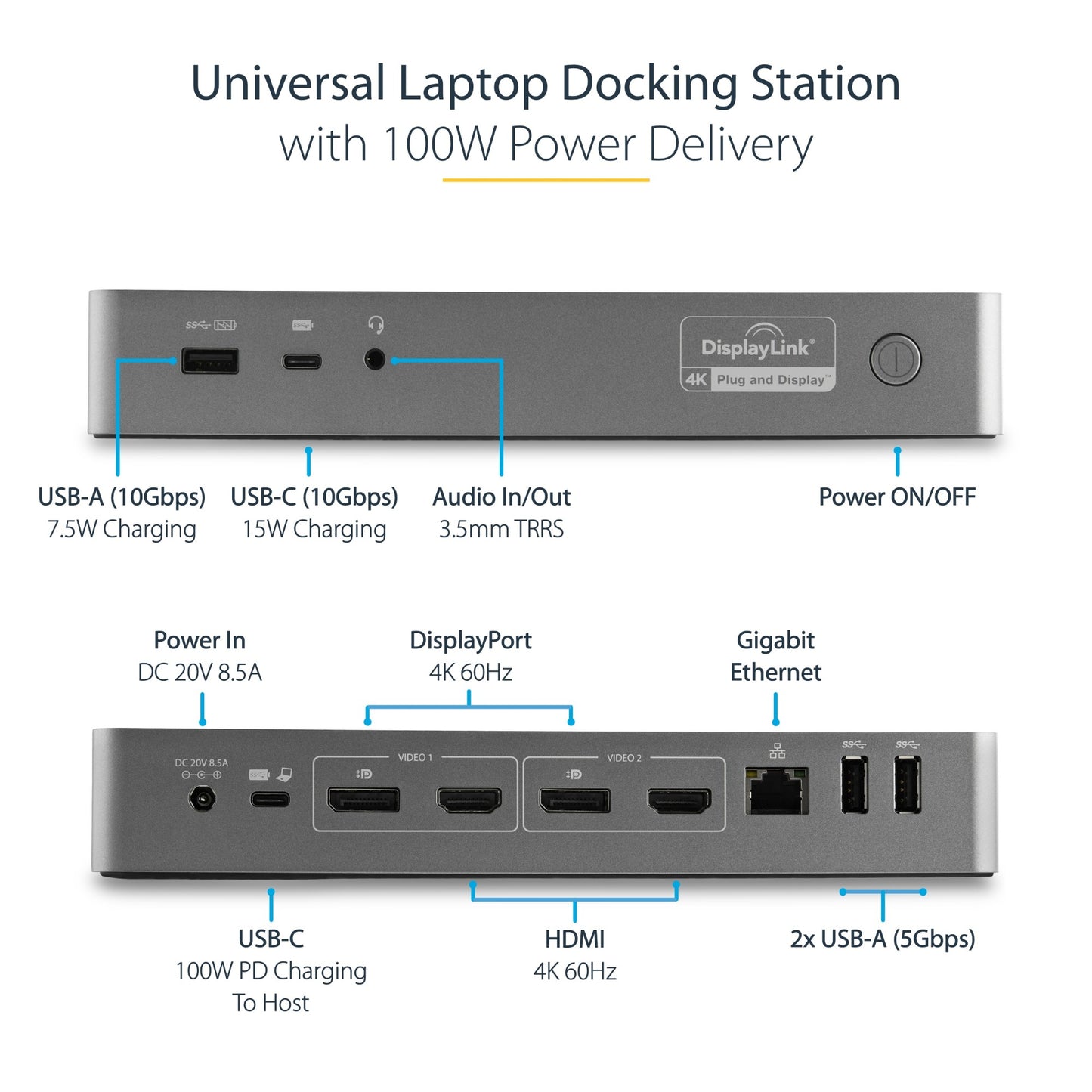 StarTech.com Universal USB-C Docking Station 100W