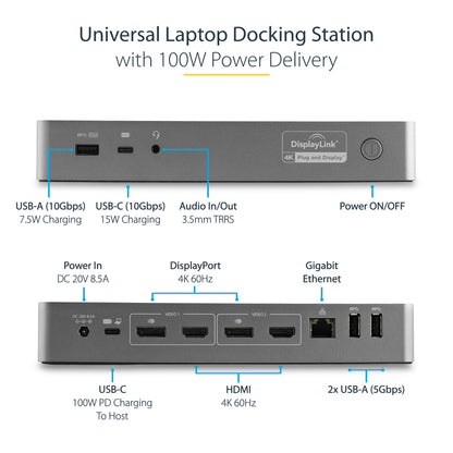 StarTech.com Universal USB-C Docking Station 100W
