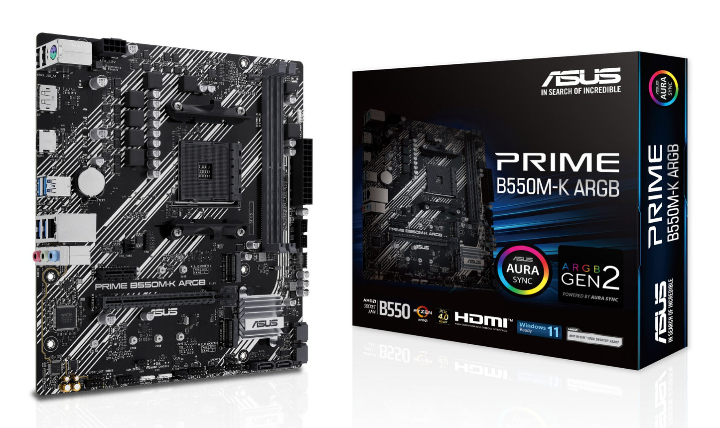 ASUS PRIME B550M-K ARGB AMD B550 Socket AM4 micro ATX Motherboard