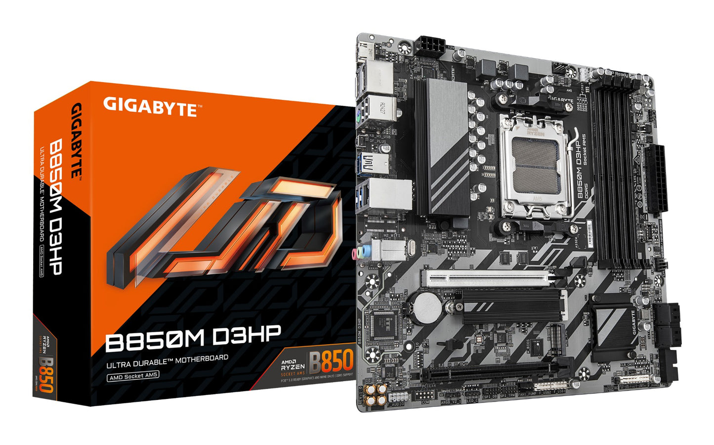 Gigabyte B850M D3HP Motherboard - AMD Ryzen 9000 Series CPUs, 5+2+2 Phases Digital