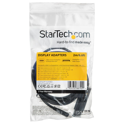 StarTech.com 6.6ft (2m) USB C to DisplayPort 1.4 Cable 8K 60Hz/4K - Bidirectional DP