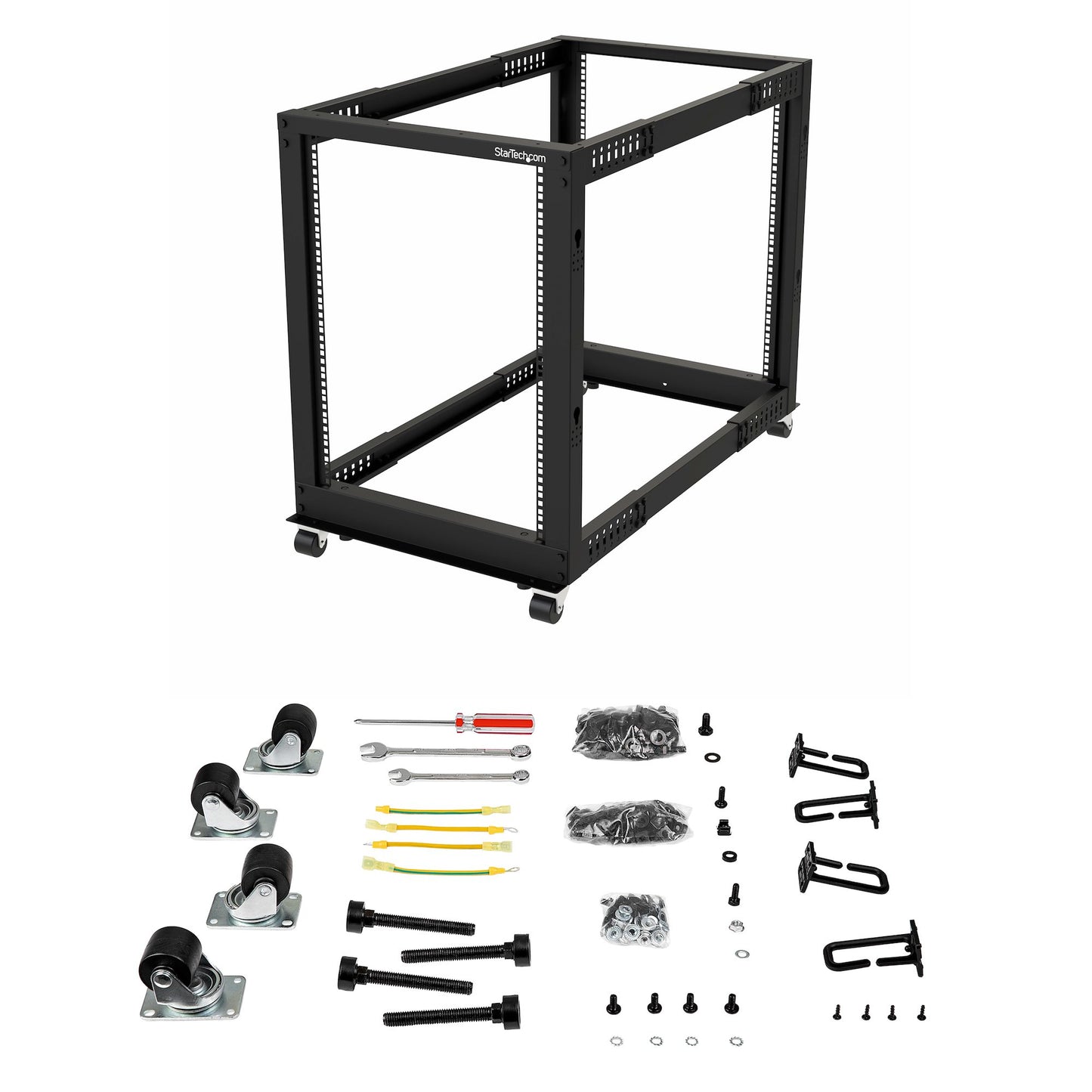 StarTech.com 15U 4-Post Server Rack, 19in Open Frame Rack with 40in (101cm) Mounting
