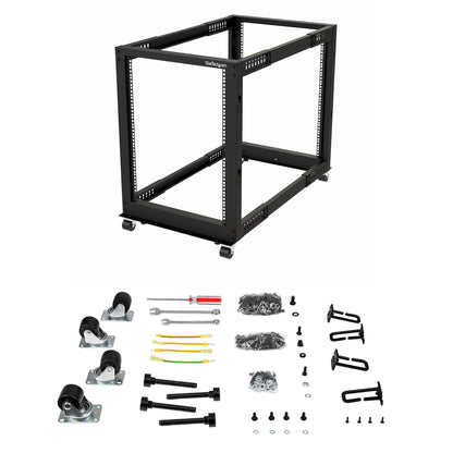 StarTech.com 15U 4-Post Server Rack, 19in Open Frame Rack with 40in (101cm) Mounting