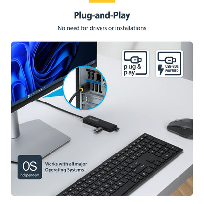 StarTech.com 4-Port USB-A Hub, 5Gbps, Bus Powered, USB-A to 4x USB-A Mini Hub, Extra