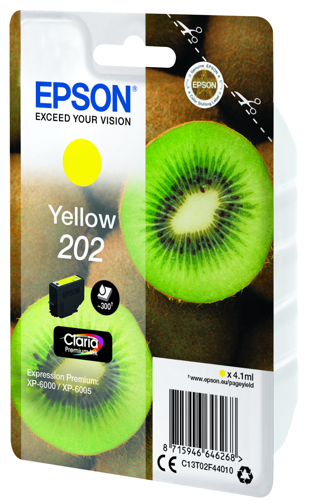 Epson C13T02F44010/202 Yellow Ink Cartridge (300 pages, Epson XP 6000)