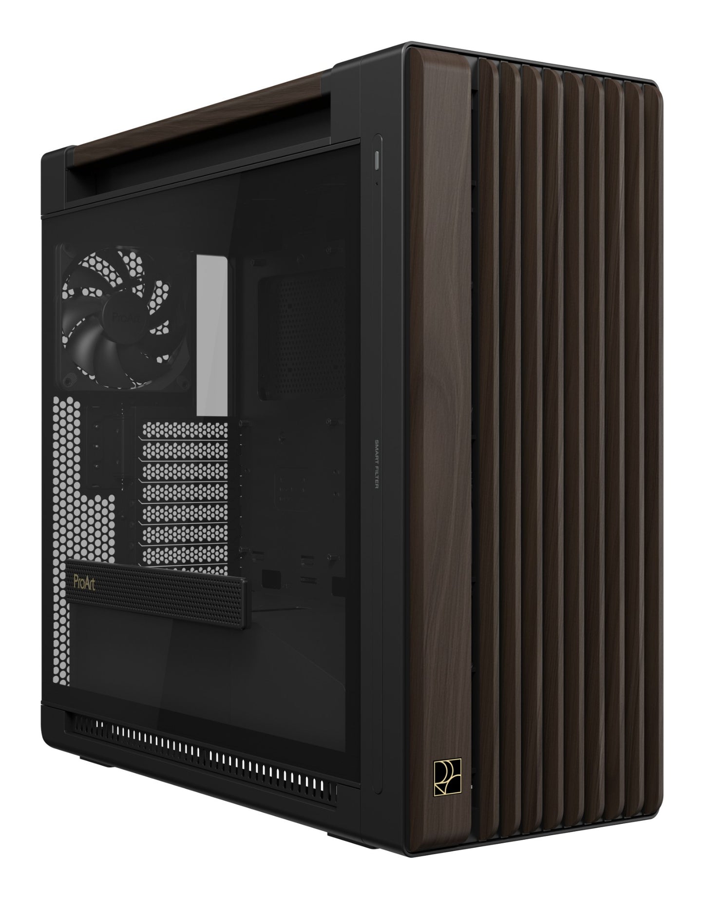 ASUS ProArt PA602 Wood Edition Modern Black - Tempered Glass Panel Midi Tower Black PC Case