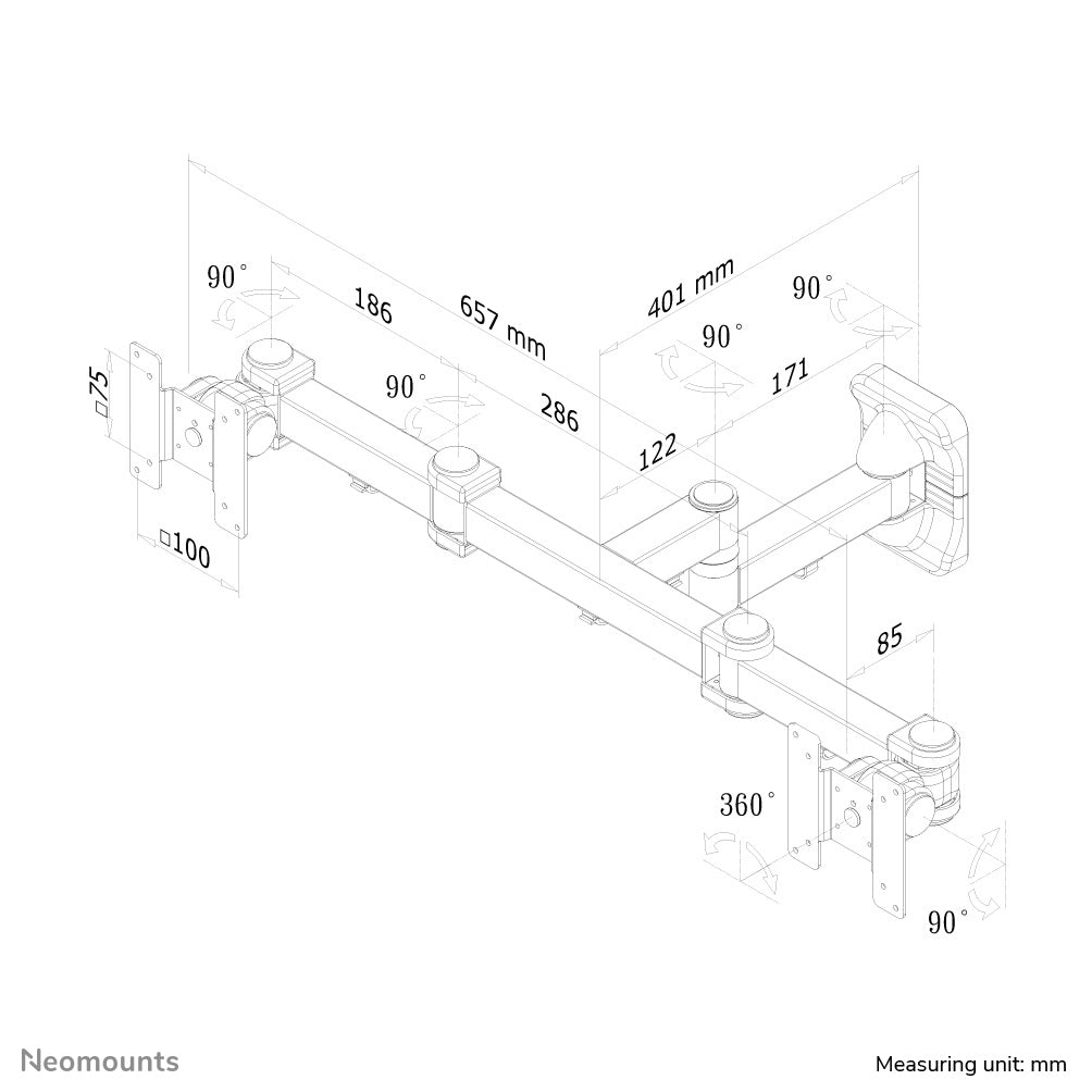 Neomounts FPMA-W960D Dual monitor/TV mount wall 10-27" - full motion