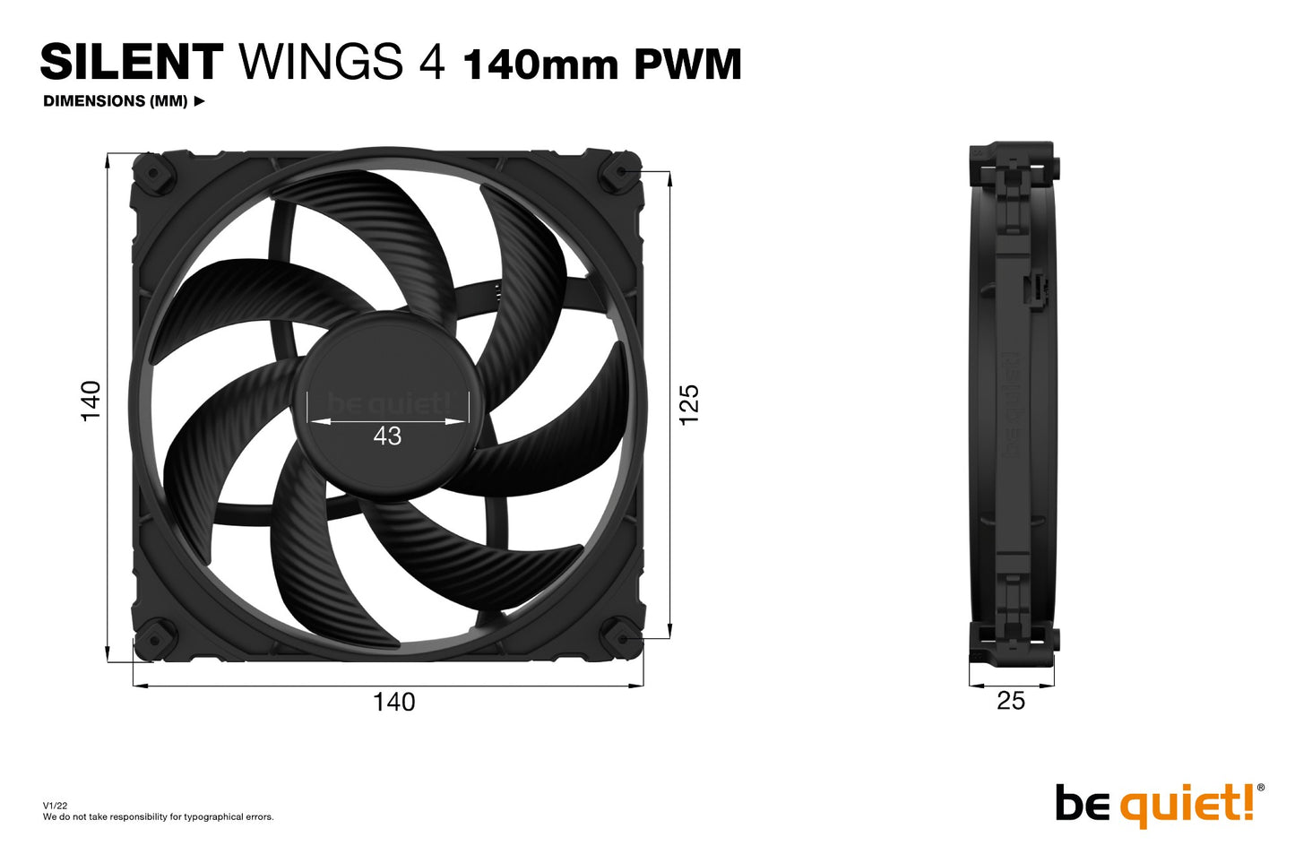 be quiet! SILENT WINGS 4 | 140mm PWM Computer case Fan 14 cm Black 1 pc(s) Cooling
