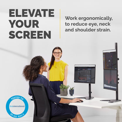 Fellowes Seasa Dual Stacking Monitor Arm - Freestanding Monitor Mount for 8KG 32