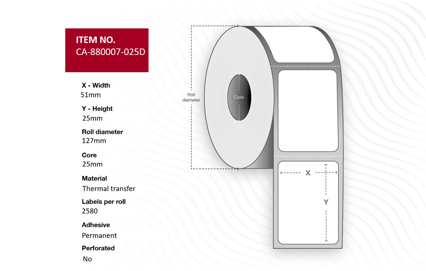 CAPTURE CA-880007-025D printer label White Labels