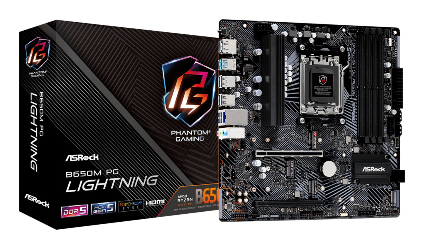 Asrock B650M PG Lightning AMD B650 Socket AM5 micro ATX Motherboard