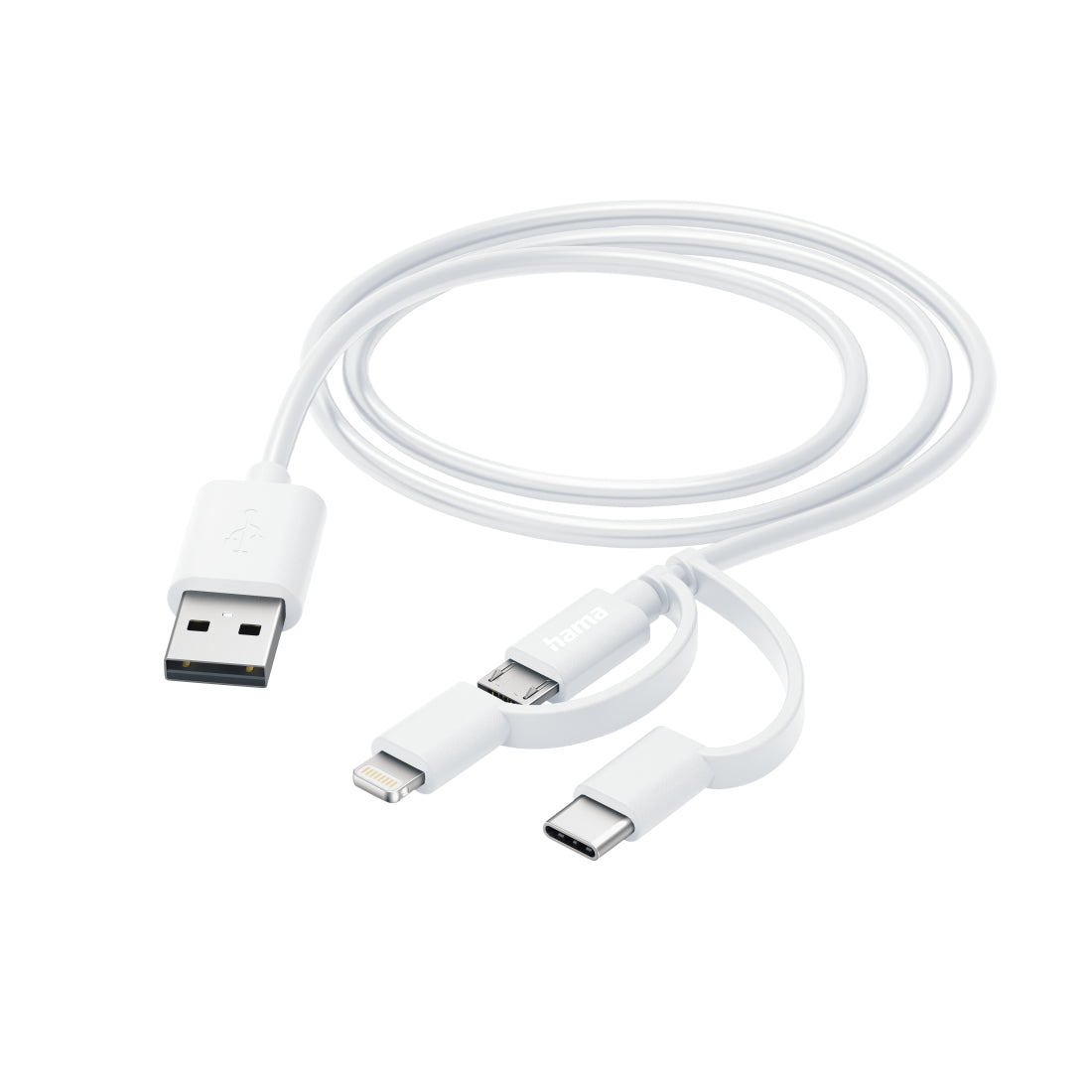 Hama 3-in-1 Multi Charging Cable, USB-A - Micro-USB, USB-C and Lightning, 1.0 m