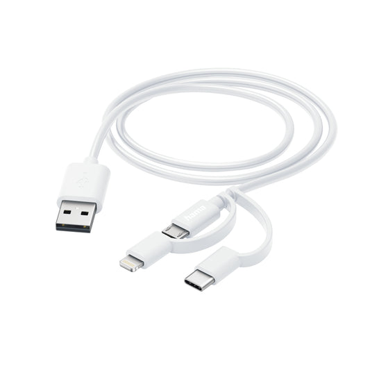 Hama 3-in-1 Multi Charging Cable, USB-A - Micro-USB, USB-C and Lightning, 1.0 m
