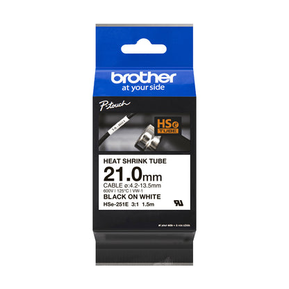 Brother HSE-251E Heat Shrink Tubes black on white 21mm x 1,5m for Brother P-Touch TZ Labels