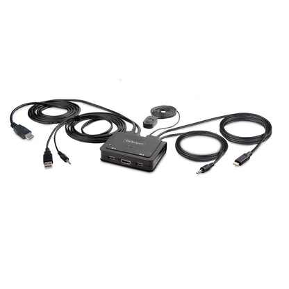 StarTech.com 2-Port Hybrid USB-C HDMI Cable KVM Switch, 4K 60Hz, Compact KVM with