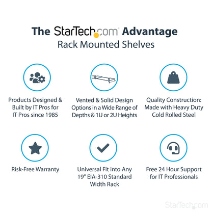 StarTech.com 1U Server Rack Shelf - Universal Rack Mount Cantilever Shelf for 19" (HELF116)