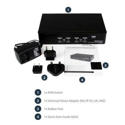 StarTech.com 4 Port USB DisplayPort KVM Switch with Audio - TAA