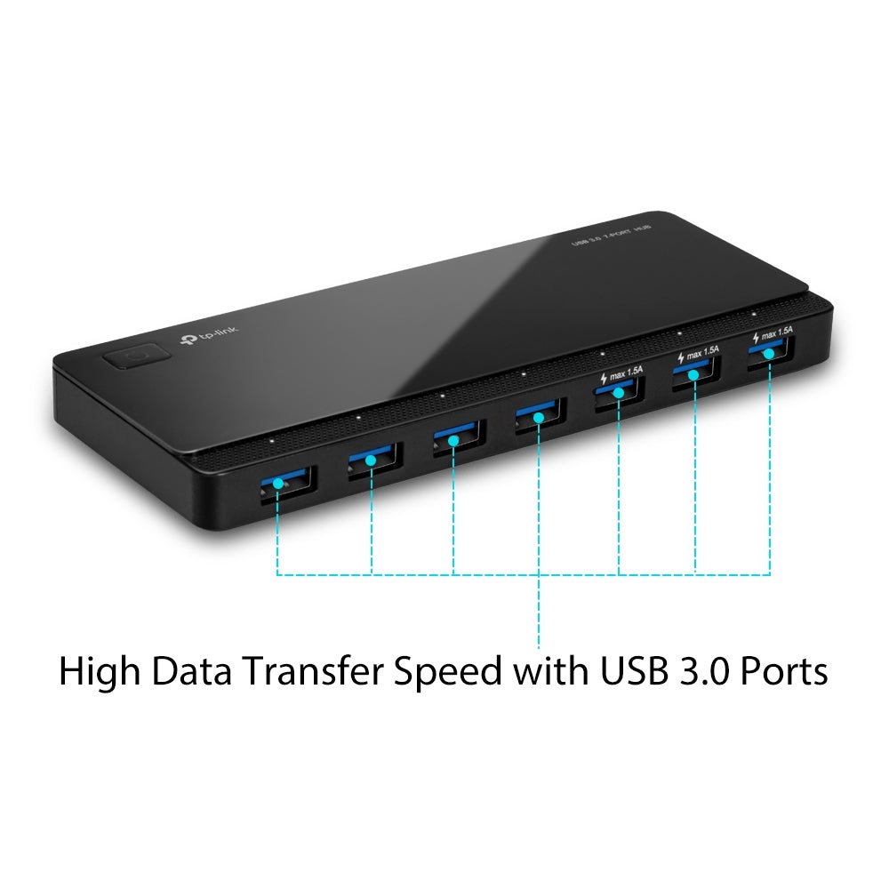 TP-LINK UH700 interface hub USB 3.2 Gen 1 (3.1 Gen 1) Micro-B 5000 Mbit/s Black