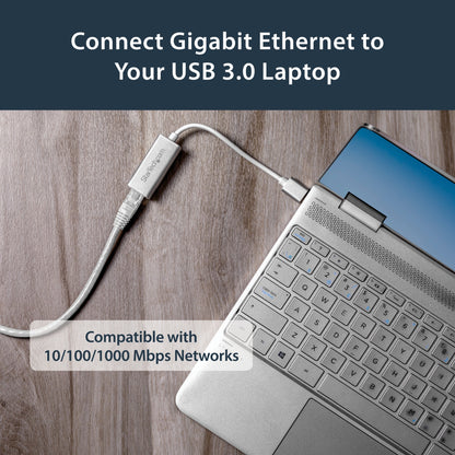 StarTech.com USB 3.0 to Gigabit Network Adapter, Silver, Sleek Aluminum Design for