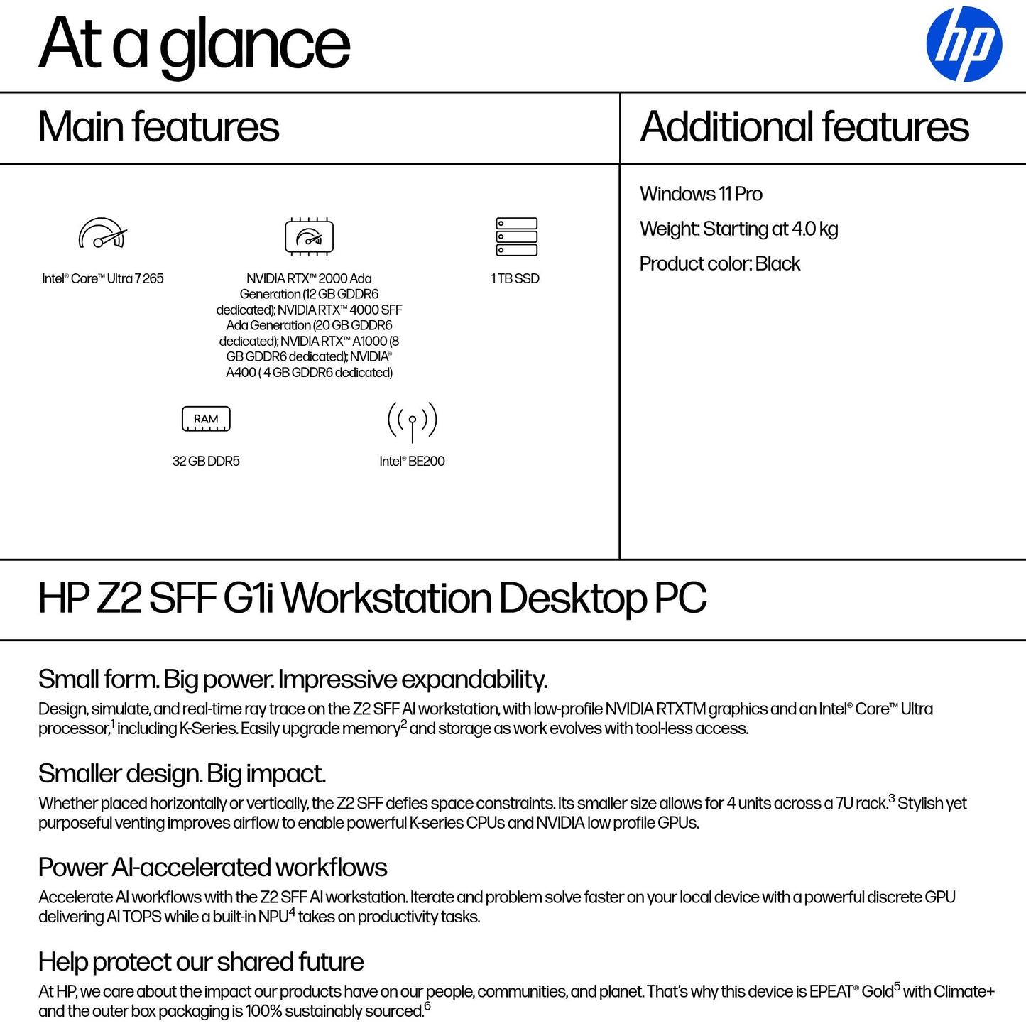 HP Z2 G1i Core Ultra 7 265 32GB 1TB SSD SFF Desktop PC