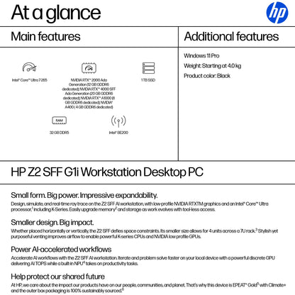 HP Z2 G1i Core Ultra 7 265 32GB 1TB SSD SFF Desktop PC
