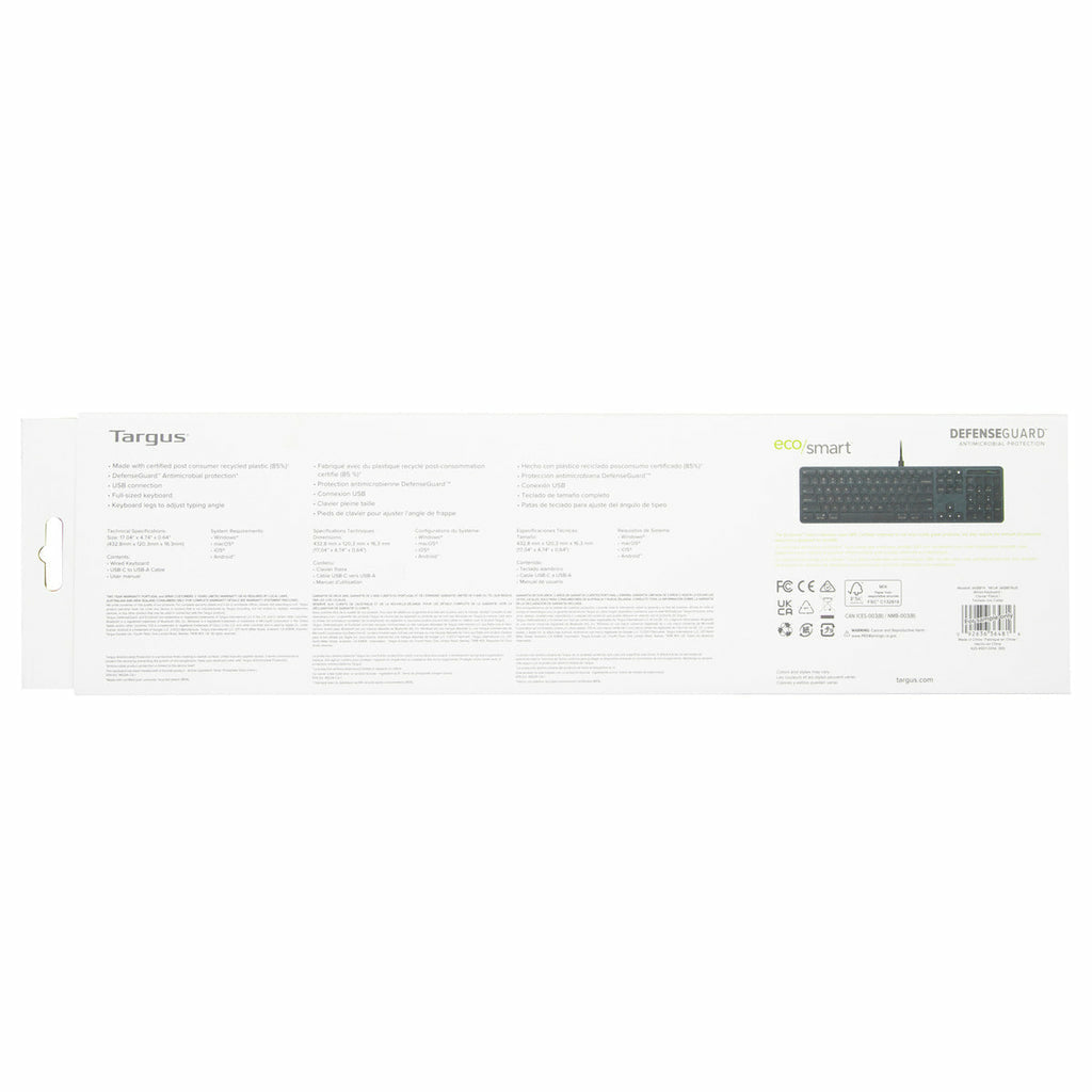Targus EcoSmart AKB874NO Universal Wired Keyboard