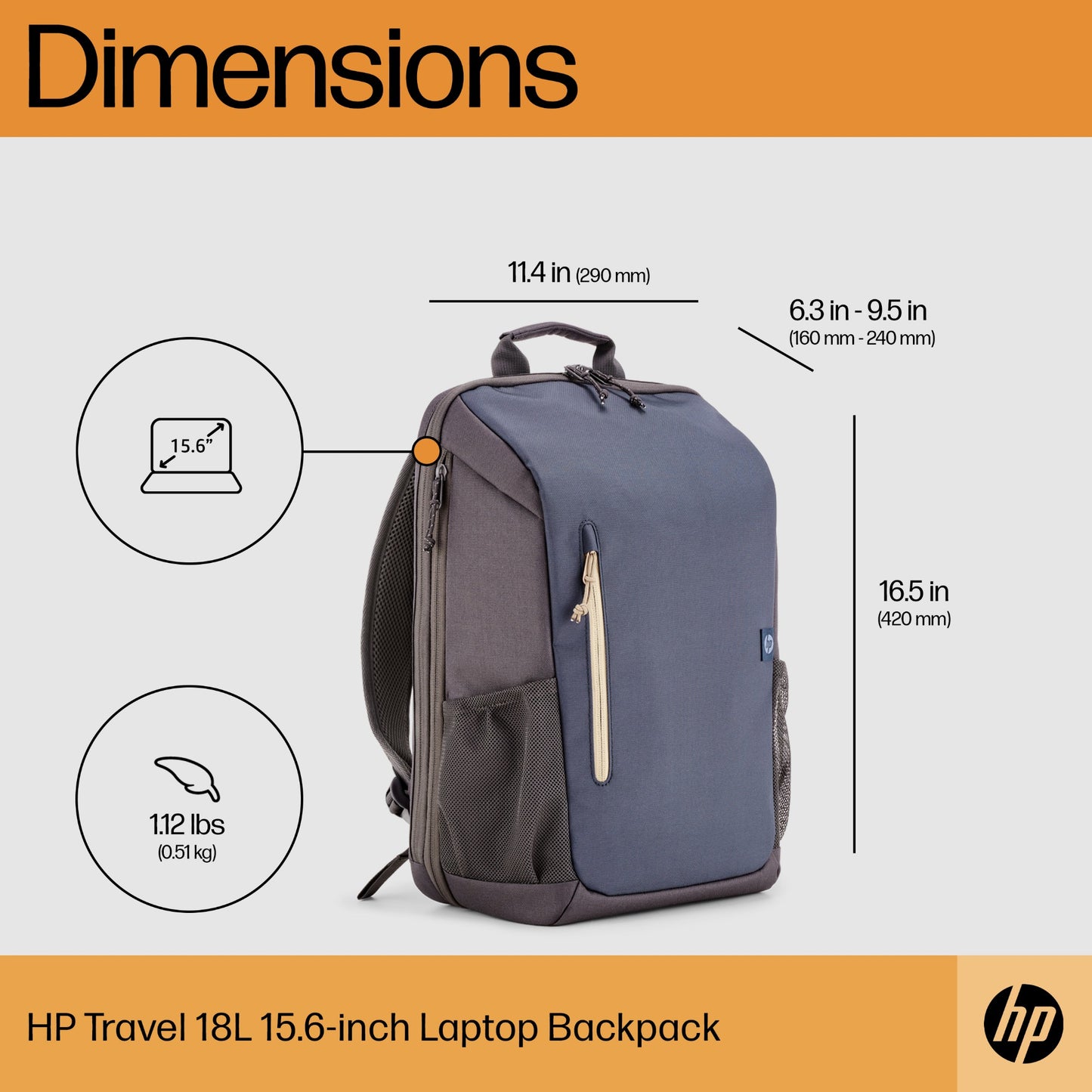 HP Travel 18 Liter 15.6 Blue Night Laptop Backpack Laptop Bag