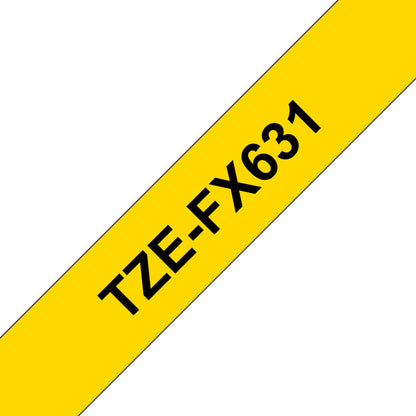 Brother TZE-FX631 DirectLabel black on yellow Laminat 12mm x 8m for Brother P-Touch Labels