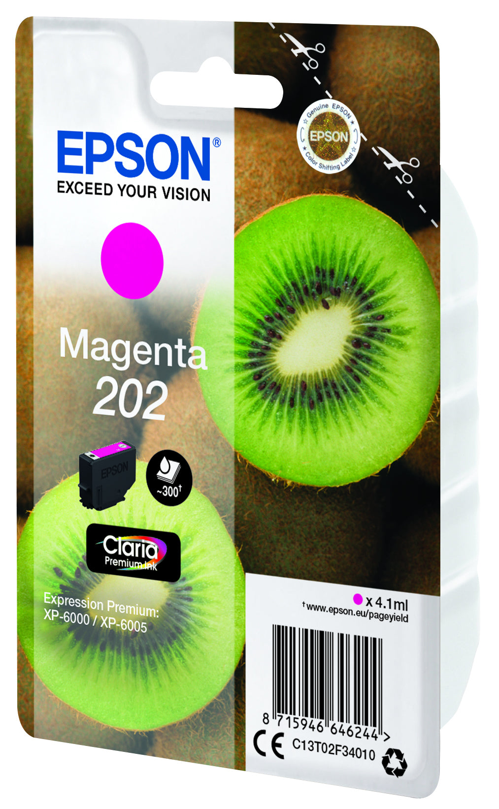 Epson C13T02F34010/202 Magenta Ink Cartridge (300 pages, Epson XP 6000)
