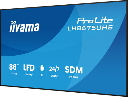 iiyama LH8675UHS-B2AG Signage Display Digital signage flat panel 2.17 m 4K UHD IPS Monitor