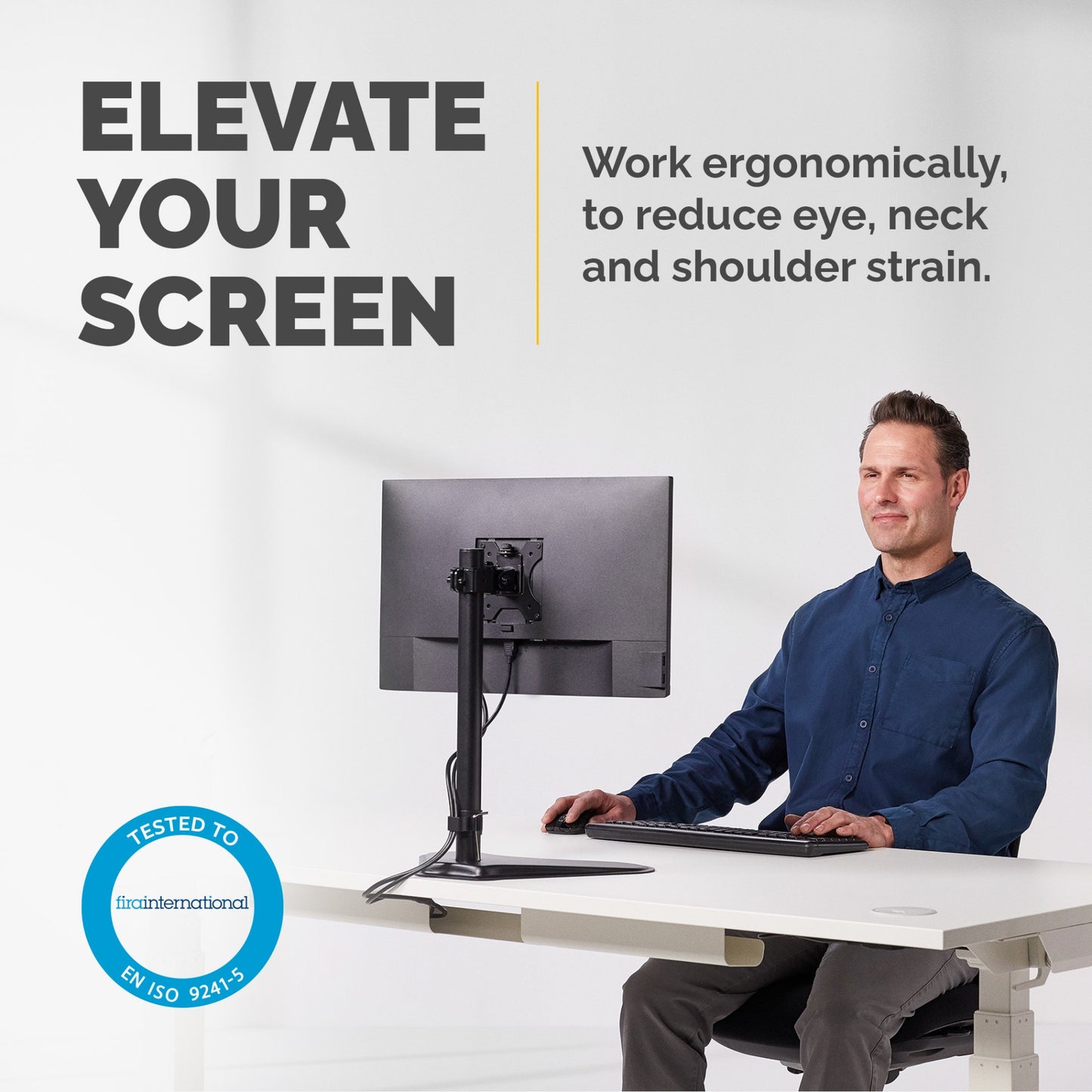 Fellowes Seasa Single Monitor Arm - Freestanding Monitor Mount for 8KG 32 inch