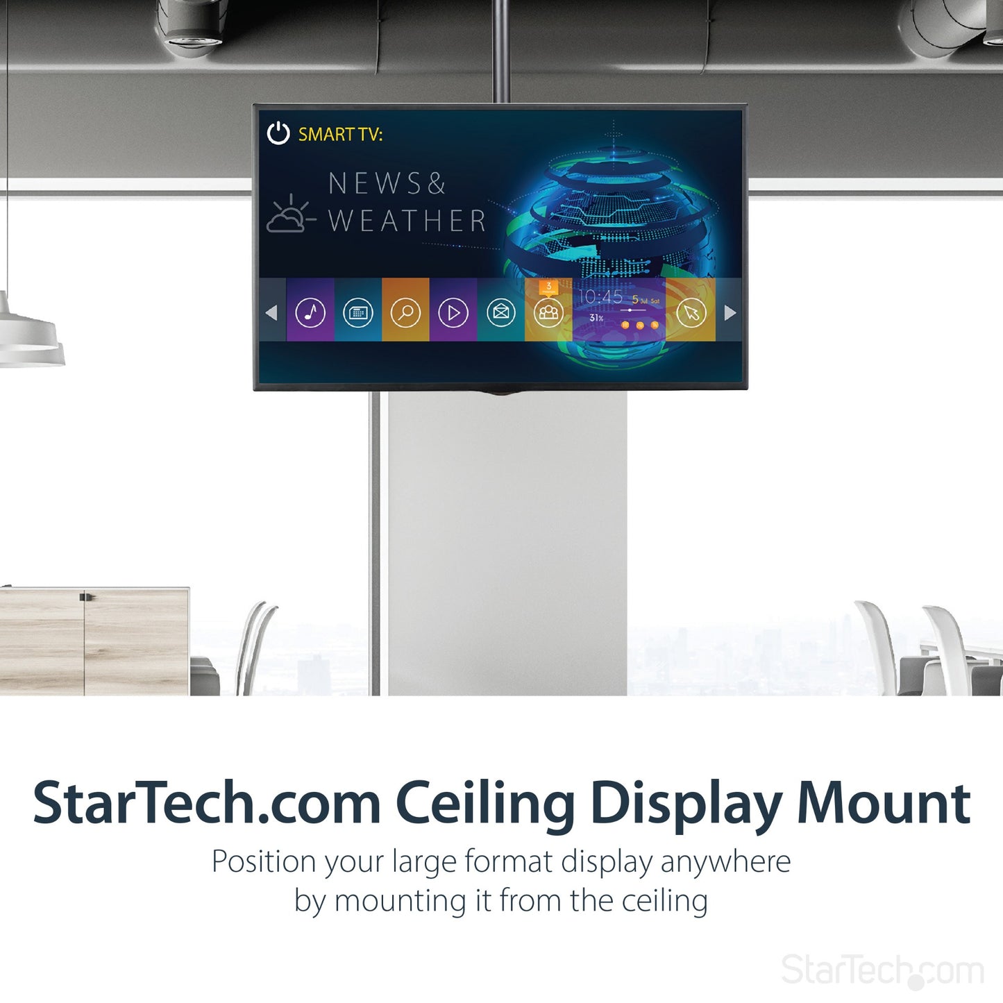 StarTech.com TV Ceiling Mount - Full-Motion Universal Hanging Single Screen Mount (ILPTBLP)