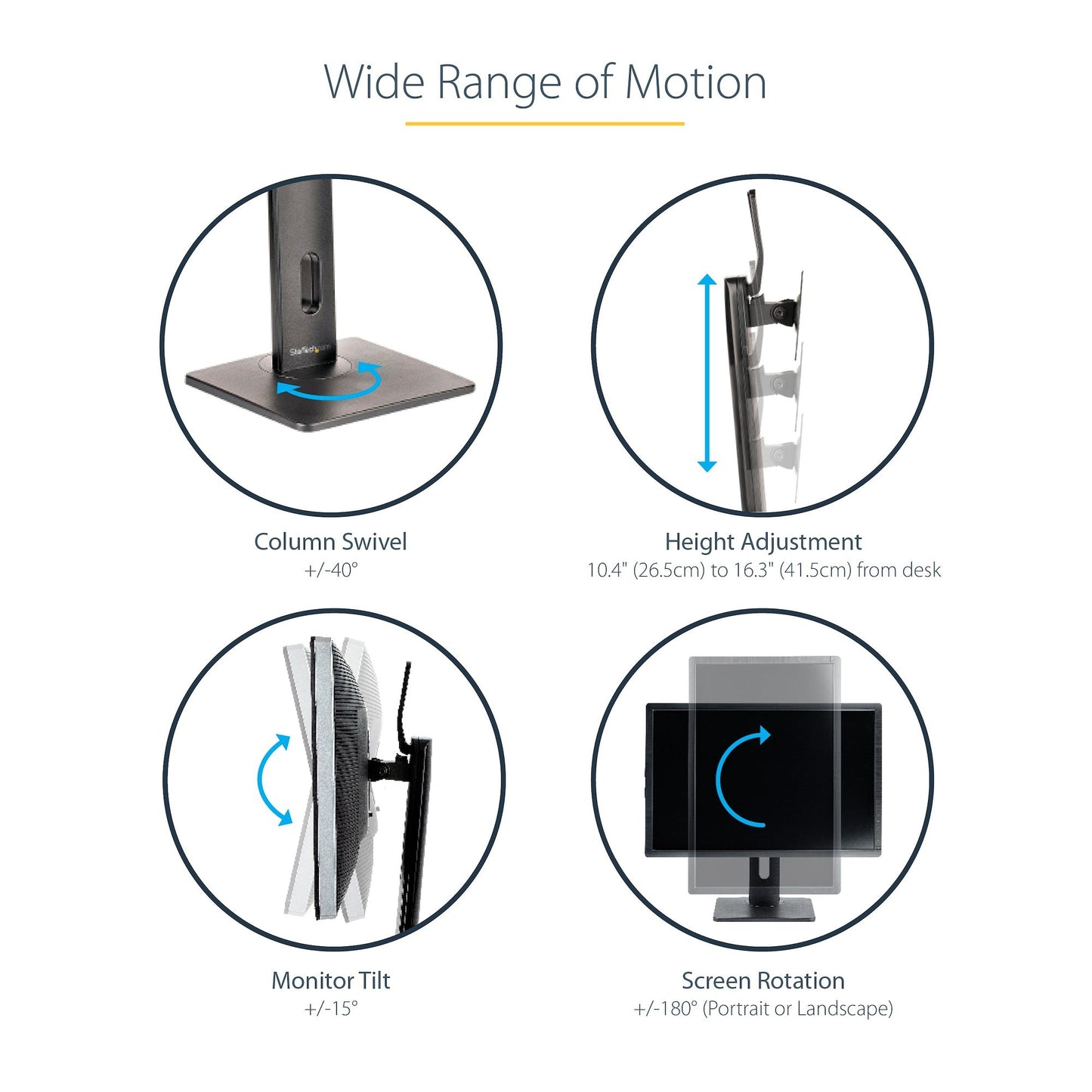 StarTech.com Free Standing Single Monitor Mount - Height Adjustable Monitor Stand