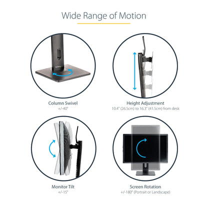 StarTech.com Free Standing Single Monitor Mount - Height Adjustable Monitor Stand