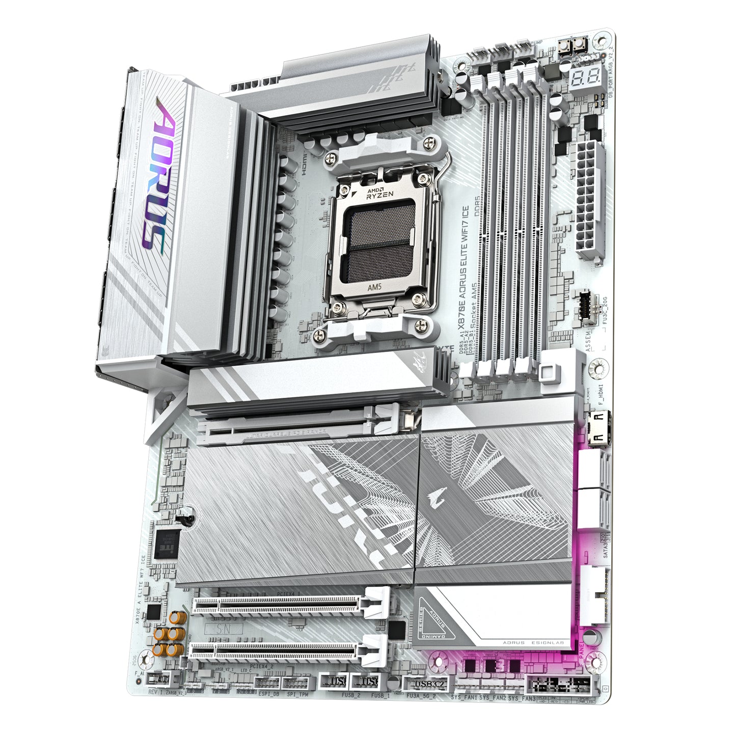 Gigabyte X870E AORUS ELITE WIFI7 ICE Motherboard - Supports AMD Ryzen 9000 CPUs