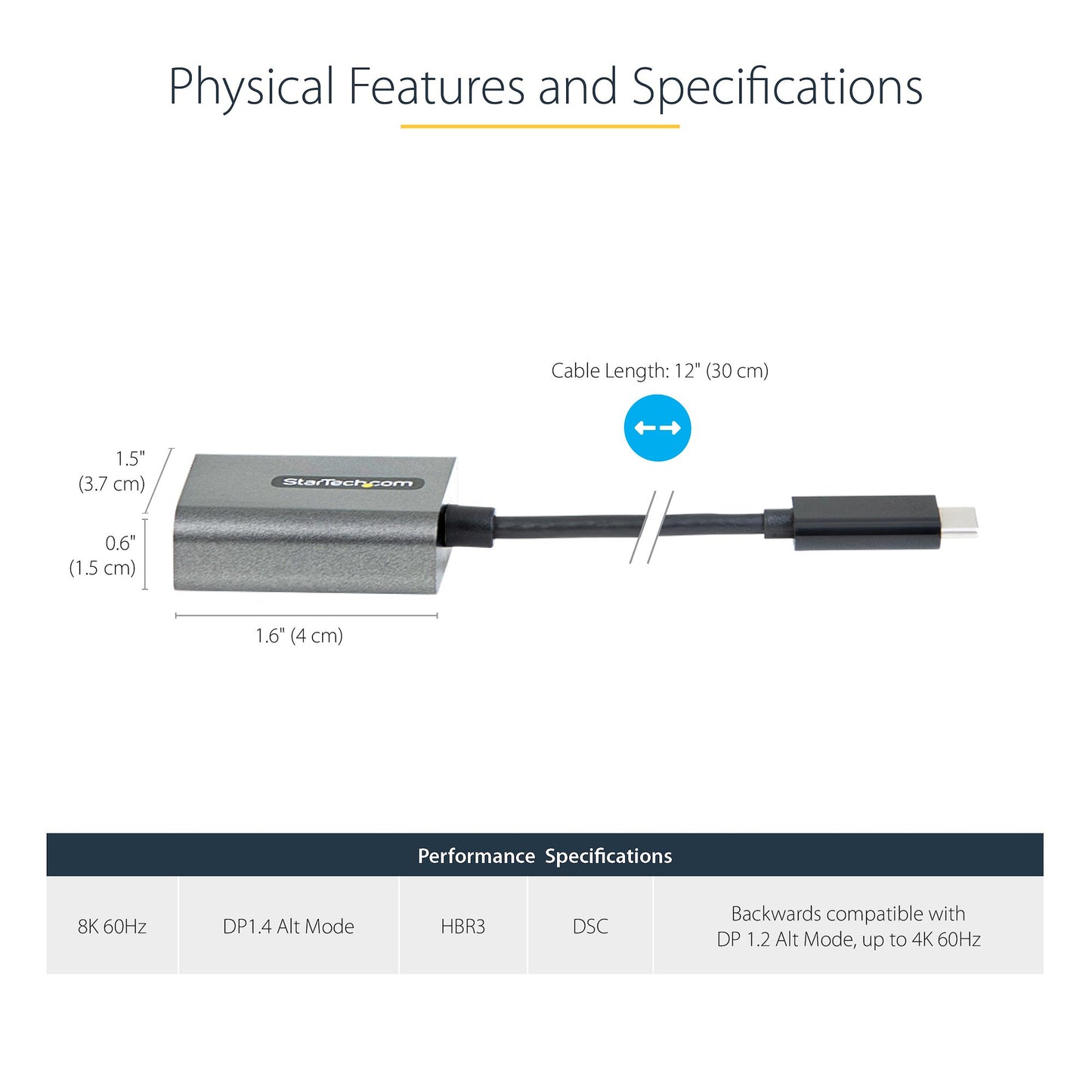 StarTech.com USB C to DisplayPort Adapter - 8K/4K 60Hz USB-C to DisplayPort 1.4 Hub