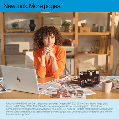 HP 7FP21UE/308 Black Ink Cartridge (160 pages, HP Envy 6100)