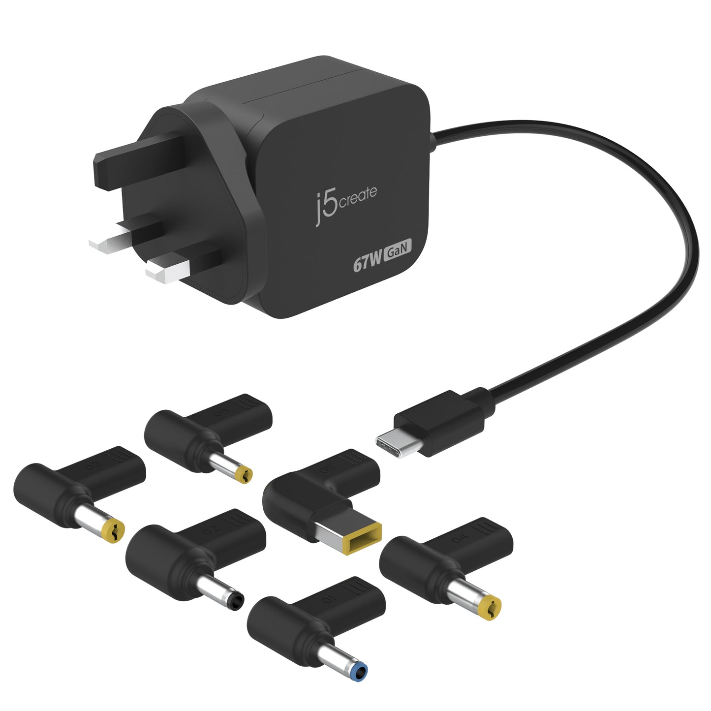 j5create JUP1565DC 67W GaN PD USB-C® Mini Charger with 6 Types of DC Connector-UK