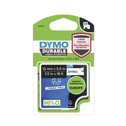 DYMO 1978364 DirectLabel-etikettes black on white Vinyl 12mm x 5,5mm for Dymo D1 Labels