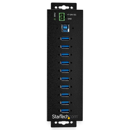 StarTech.com 10-Port USB 3.0 Hub with Power Adapter - Metal Industrial USB-A Hub