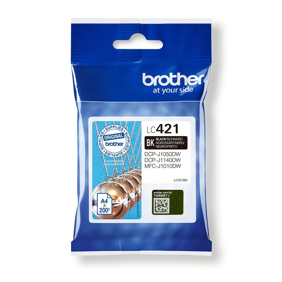 Brother LC-421BK Black Ink Cartridge (200 pages, Brother DCP-J 1050)