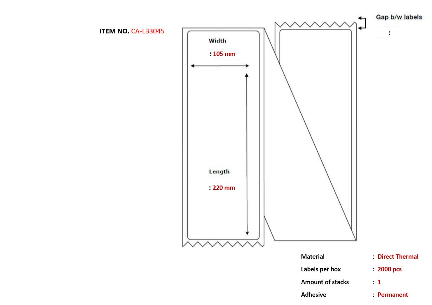 CAPTURE CA-LB3045 printer label White Labels