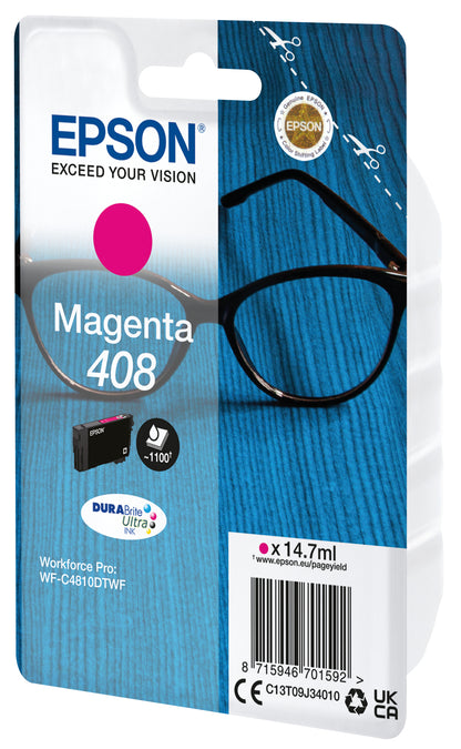 Epson C13T09J34010/408 Magenta Ink Cartridge (1.1K pages, Epson WF-C 4810)