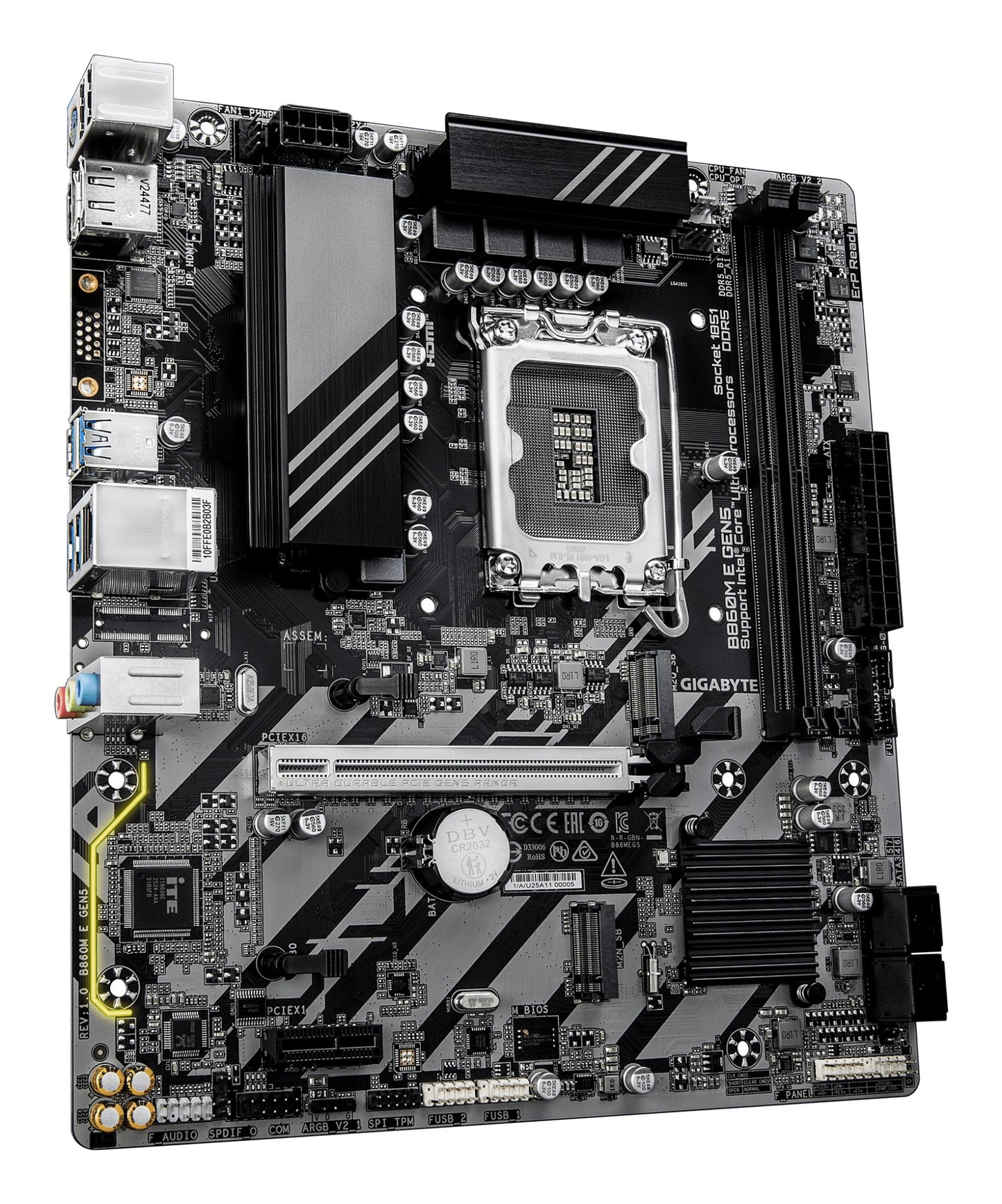 Gigabyte B860M E GEN5 Motherboard - Intel Core Ultra Series CPUs, 4+1+2 Phases VRM